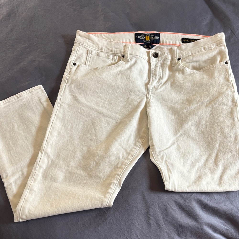Lucky Brand White Denim “Sienna Tomboy Crop” Like New